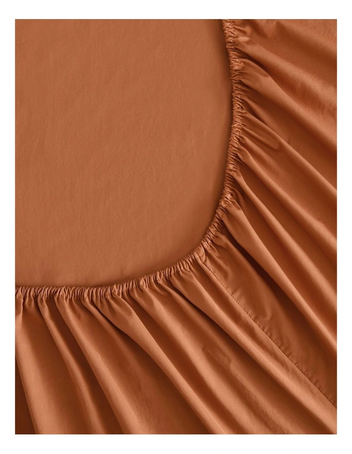 250TC Cotton & Recycled Polyester Blend Sheet Set in Rust image 4