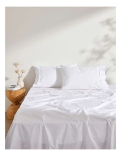 250TC Cotton and Recycled Polyester Blend Sheet Set in White