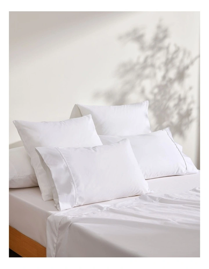 250TC Cotton and Recycled Polyester Blend Sheet Set in White image 6