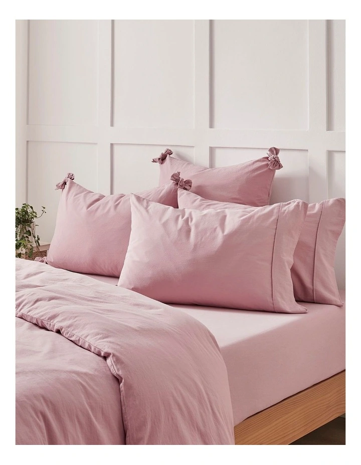 Bonnie Washed Cotton Fitted Sheet Set in Pink Pearl image 5