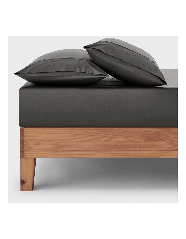 400TC Premium Cotton Sateen Fitted Sheet Set in Charcoal image 7