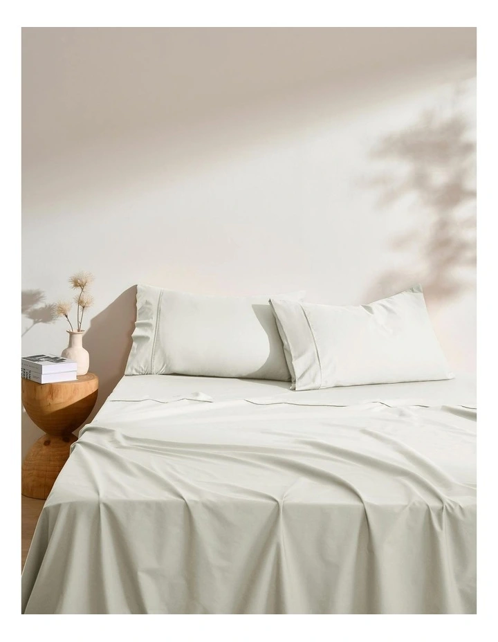 250TC Cotton & Recycled Polyester Blend Sheet Set in Silver Grey image 2