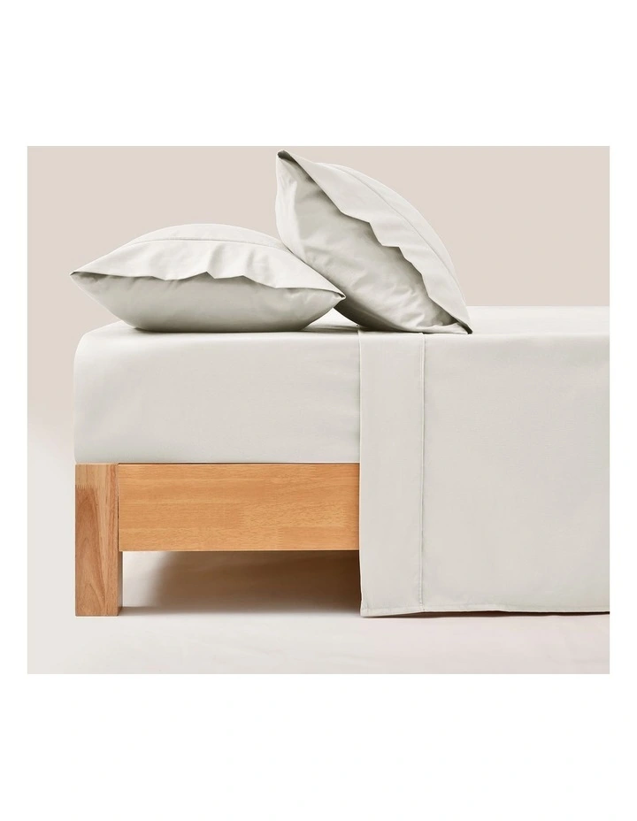 250TC Cotton & Recycled Polyester Blend Sheet Set in Silver Grey image 7