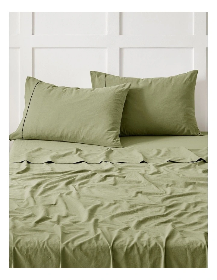 Bonnie Washed Cotton Sheet Set in Olive image 1