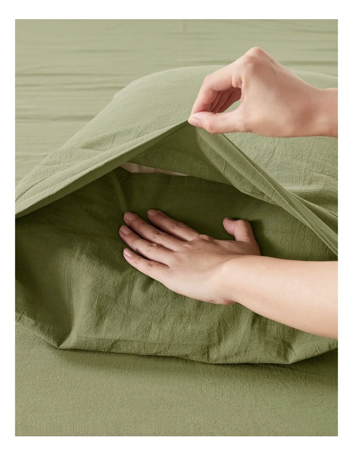 Bonnie Washed Cotton Sheet Set in Olive image 2