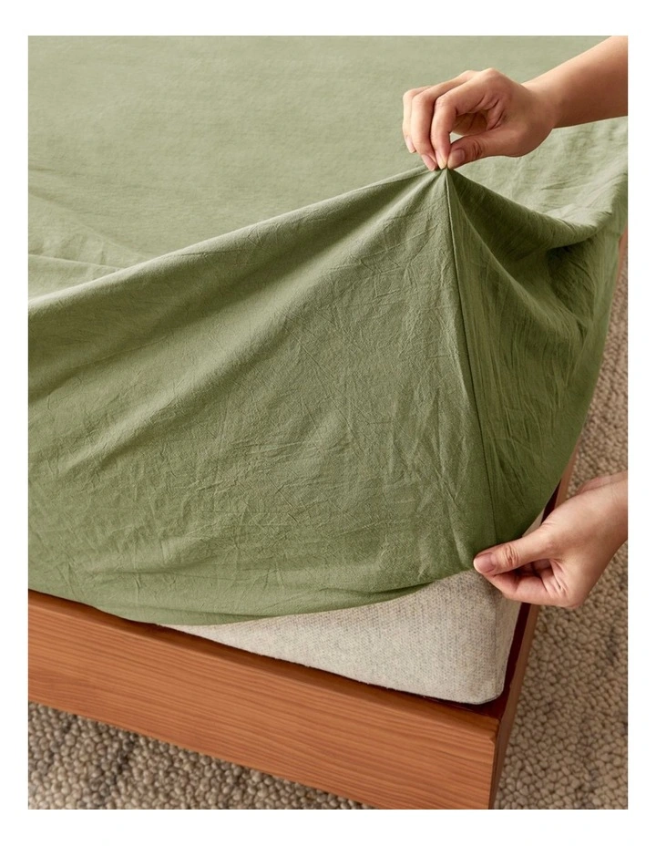 Bonnie Washed Cotton Sheet Set in Olive image 4