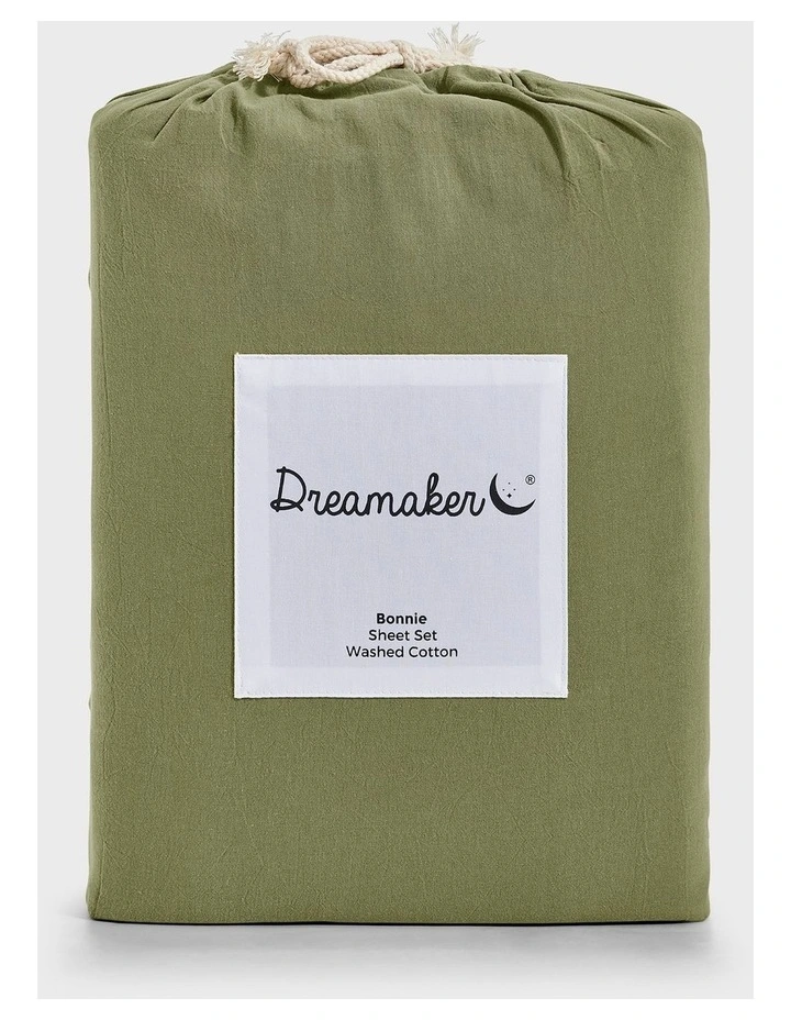 Bonnie Washed Cotton Sheet Set in Olive image 6
