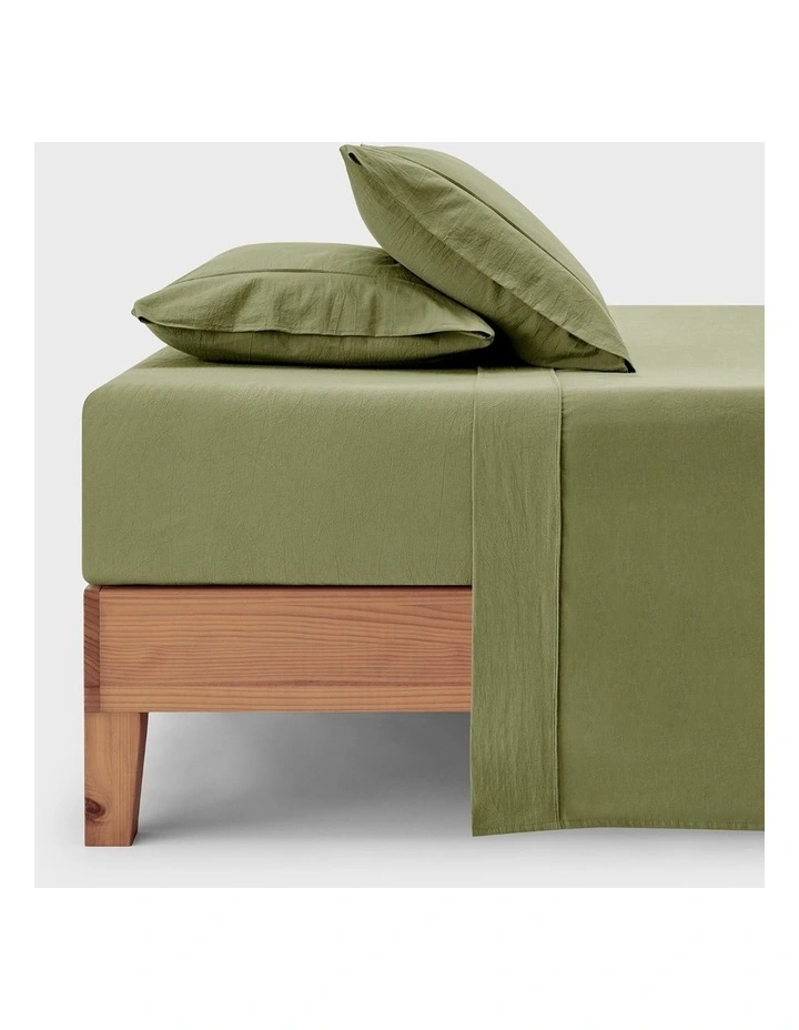 Bonnie Washed Cotton Sheet Set in Olive image 7