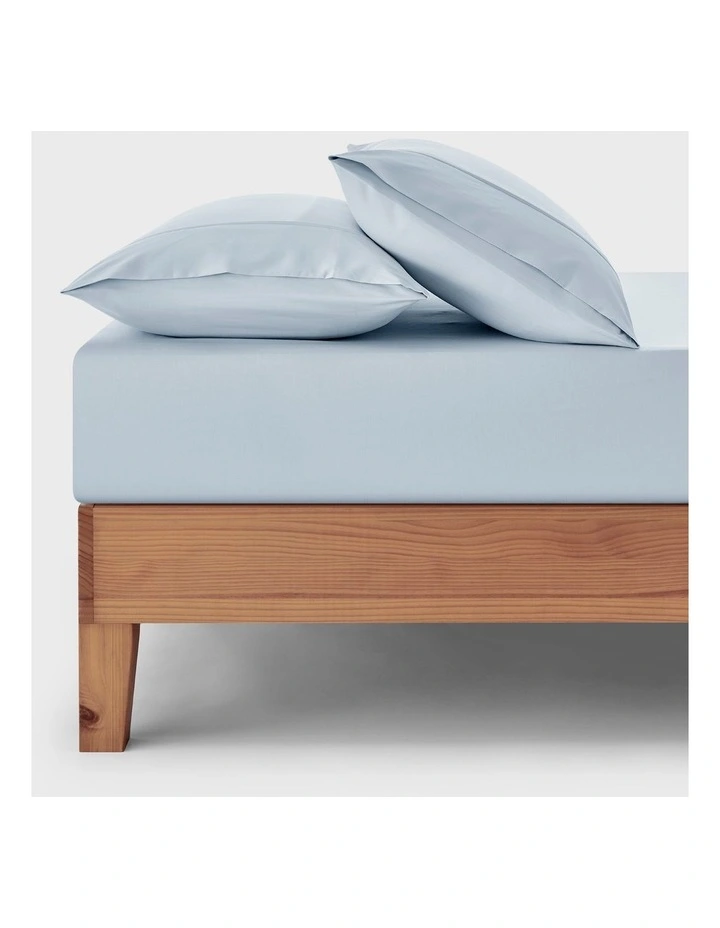 400TC Premium Cotton Sateen Fitted Sheet Set in Sky image 7