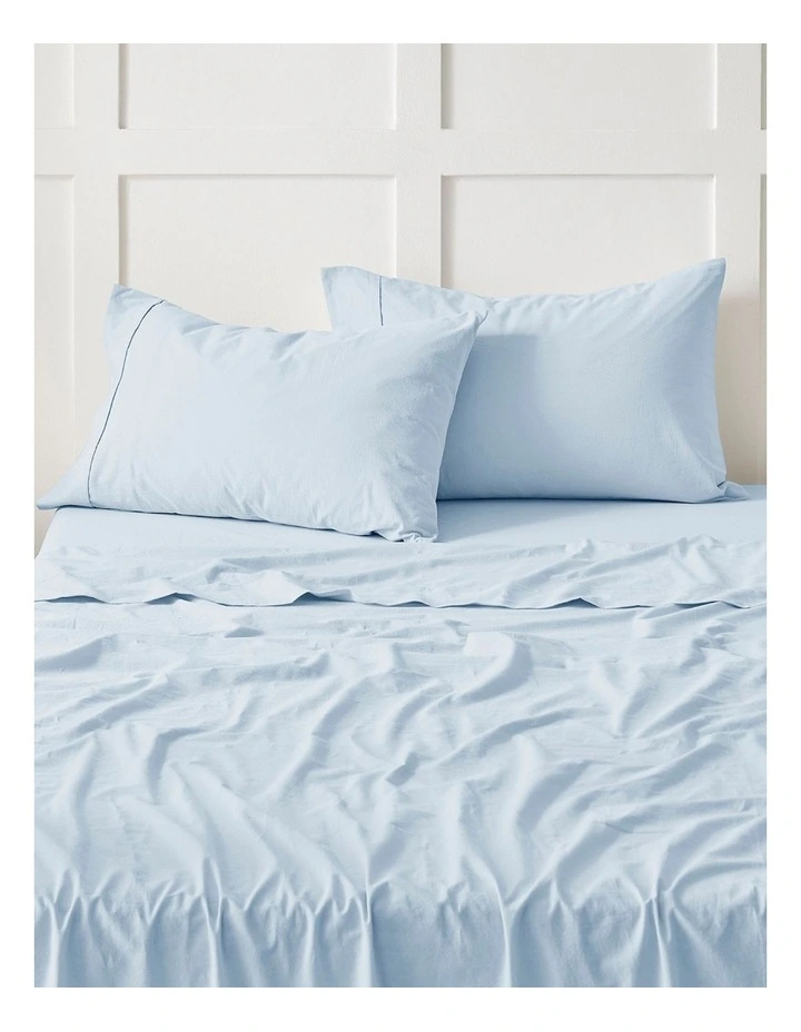 Bonnie Washed Cotton Sheet Set in Sky image 1