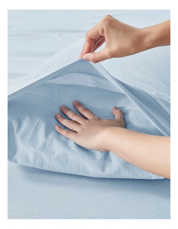 Bonnie Washed Cotton Sheet Set in Sky image 2