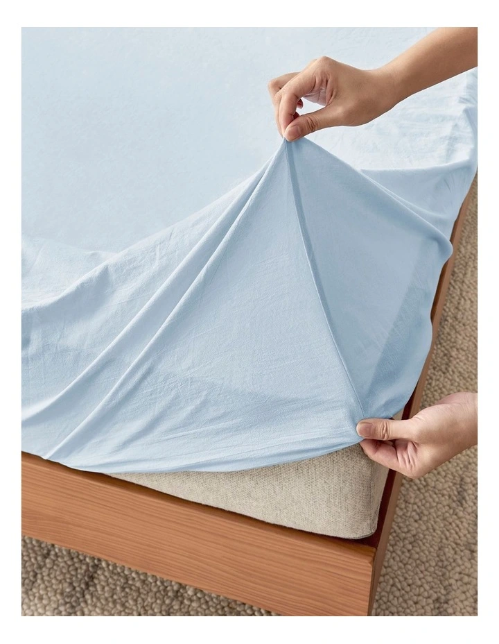 Bonnie Washed Cotton Sheet Set in Sky image 4