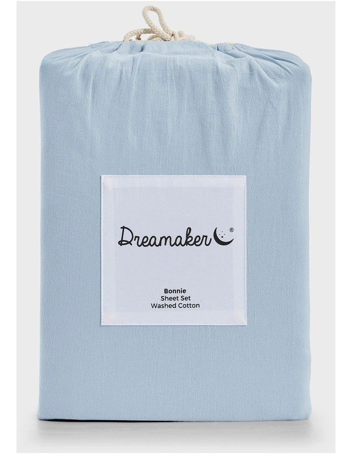 Bonnie Washed Cotton Sheet Set in Sky image 6