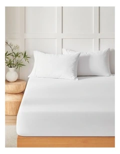 400TC Premium Cotton Sateen Fitted Sheet Set in White