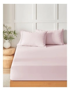 400TC Premium Cotton Sateen Fitted Sheet Set in Petal