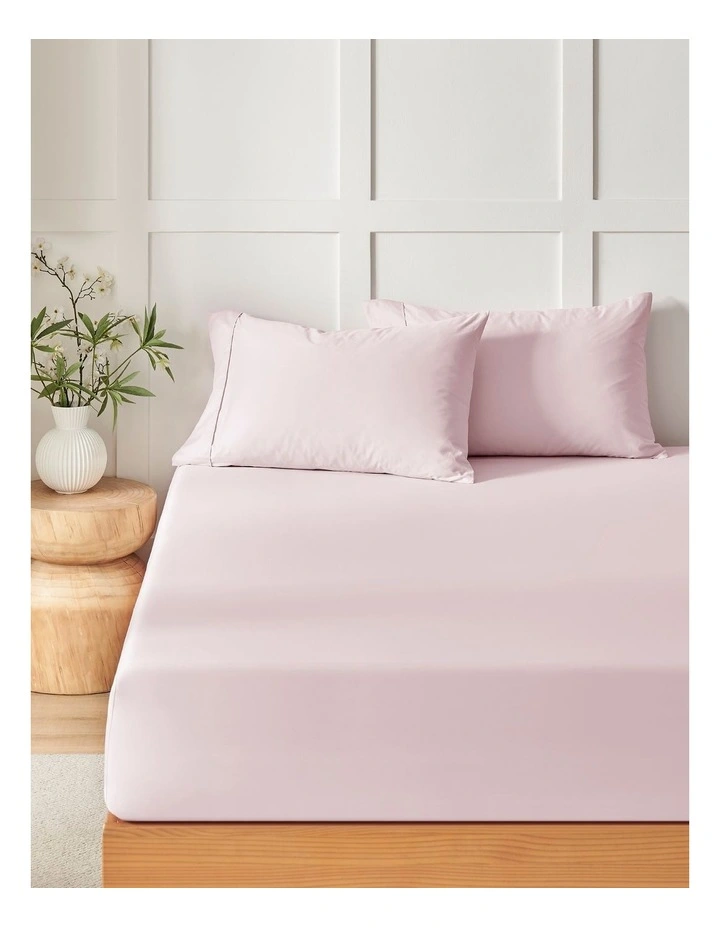 400TC Premium Cotton Sateen Fitted Sheet Set in Petal image 1