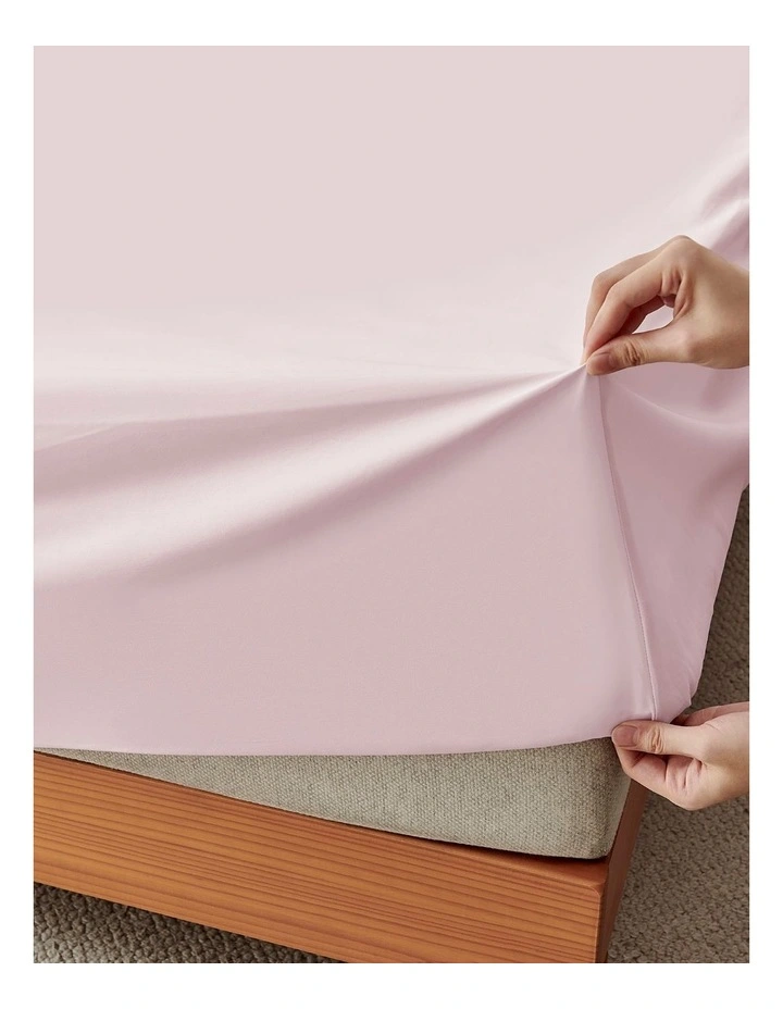 400TC Premium Cotton Sateen Fitted Sheet Set in Petal image 2