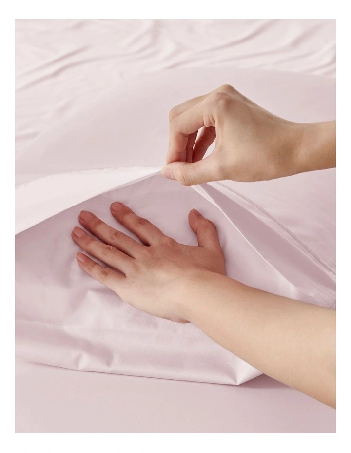 400TC Premium Cotton Sateen Fitted Sheet Set in Petal image 3