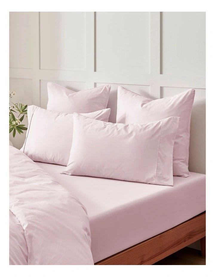 400TC Premium Cotton Sateen Fitted Sheet Set in Petal image 6
