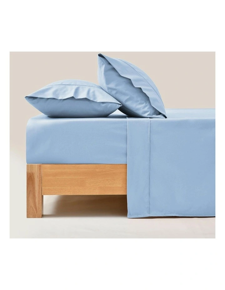 250TC Cotton & Recycled Polyester Blend Sheet Set in Pale Blue image 1
