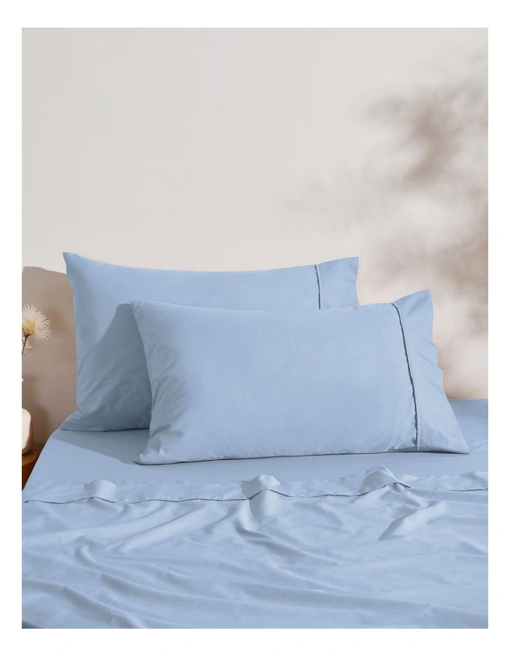 250TC Cotton & Recycled Polyester Blend Sheet Set in Pale Blue image 2