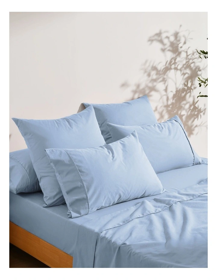 250TC Cotton & Recycled Polyester Blend Sheet Set in Pale Blue image 6