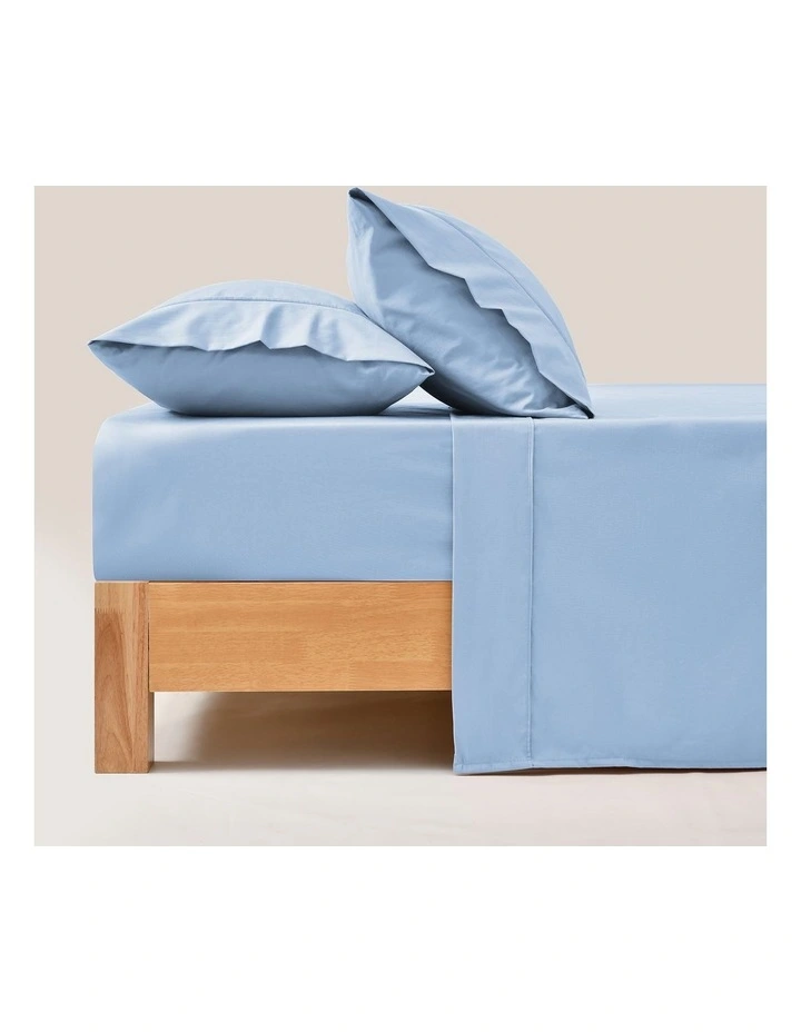 250TC Cotton & Recycled Polyester Blend Sheet Set in Pale Blue image 7