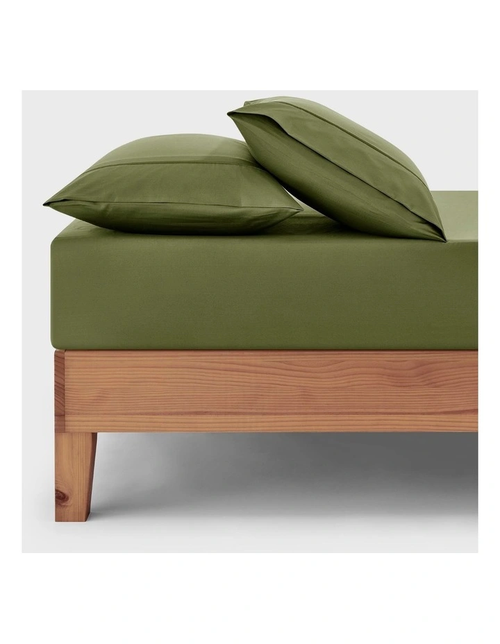 400TC Premium Cotton Sateen Fitted Sheet Set in Olive image 7