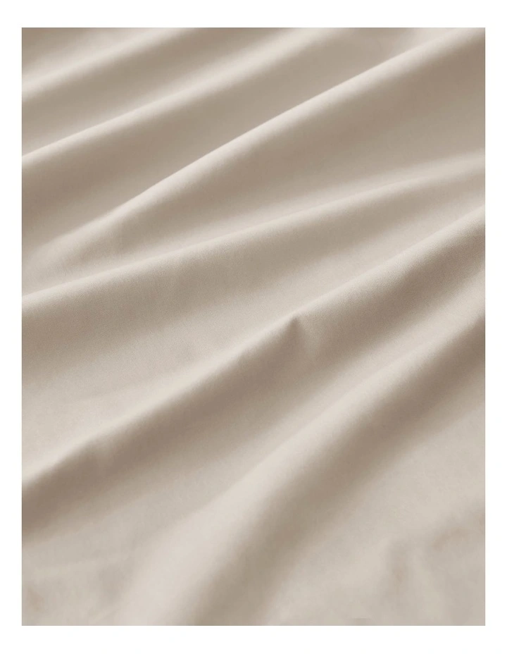 400TC Premium Cotton Sateen Fitted Sheet Set in Oatmeal image 4