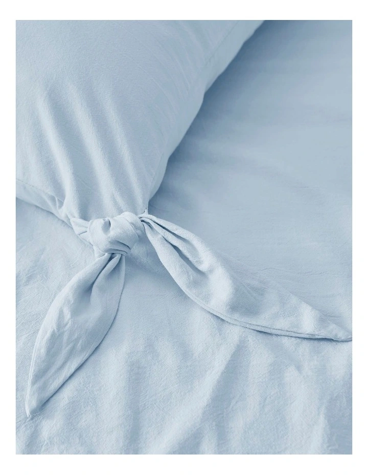 Bonnie Washed Cotton Quilt Cover Set with Bows in Sky image 4
