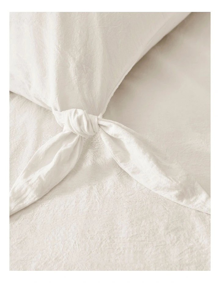 Bonnie Washed Cotton Quilt Cover Set with Bows in White image 4