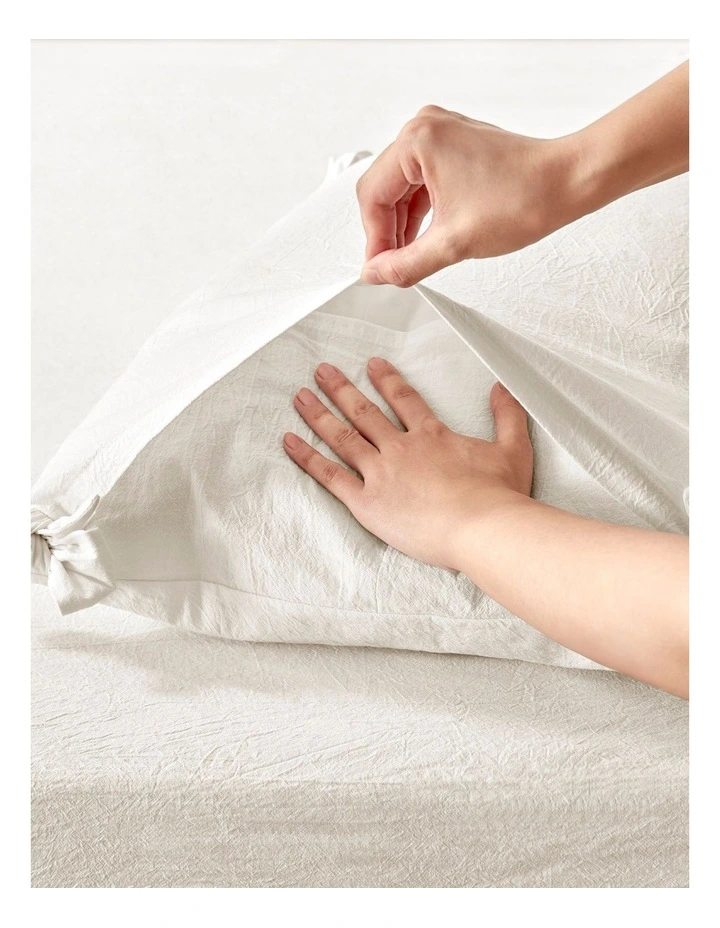 Bonnie Washed Cotton Quilt Cover Set with Bows in White image 5