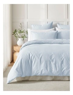 400TC Premium Cotton Sateen Piped Quilt Cover Set in Sky