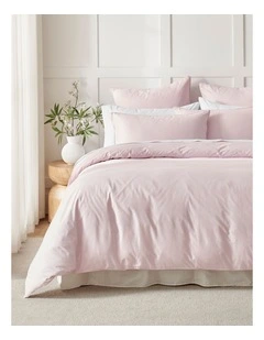 400TC Premium Cotton Sateen Piped Quilt Cover Set in Petal