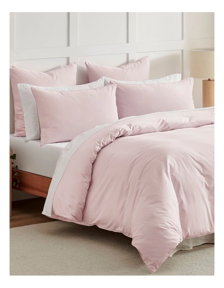 400TC Premium Cotton Sateen Piped Quilt Cover Set in Petal image 2