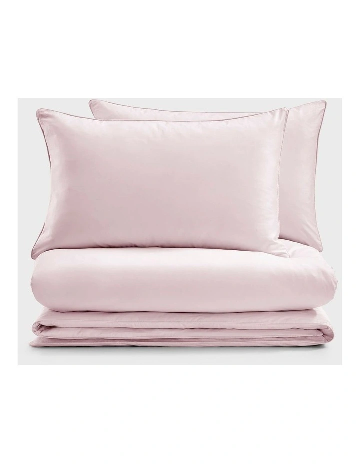 400TC Premium Cotton Sateen Piped Quilt Cover Set in Petal image 7