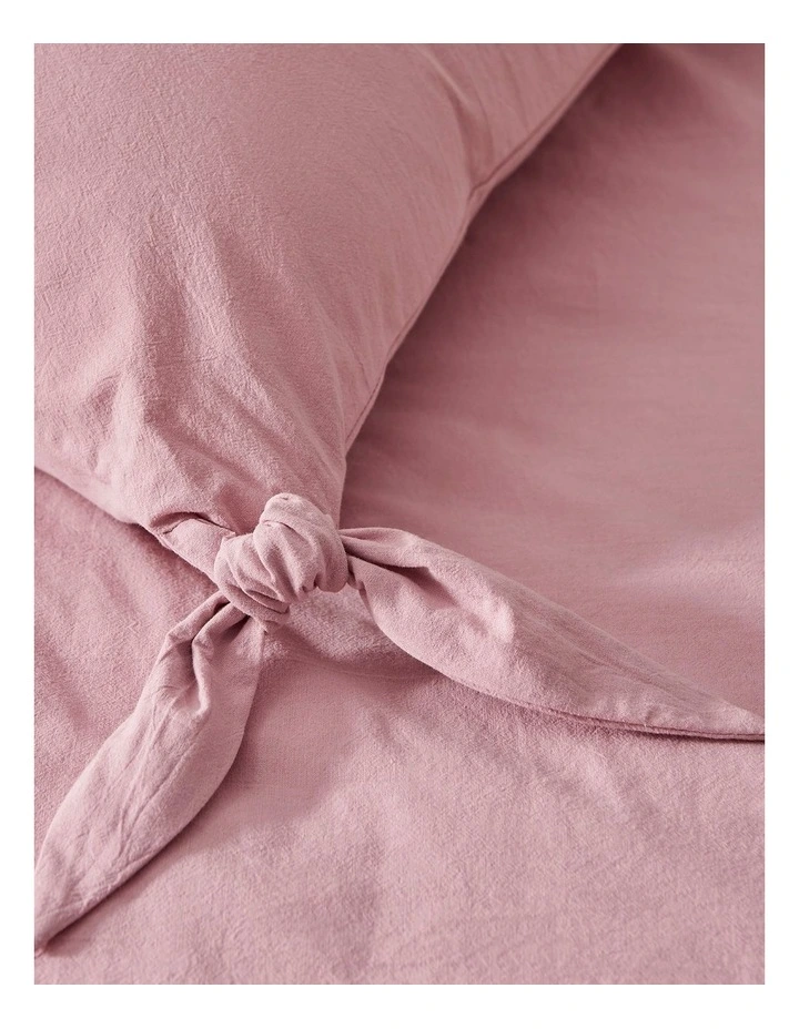 Bonnie Washed Cotton Quilt Cover Set with Bows in Pink Pearl image 4