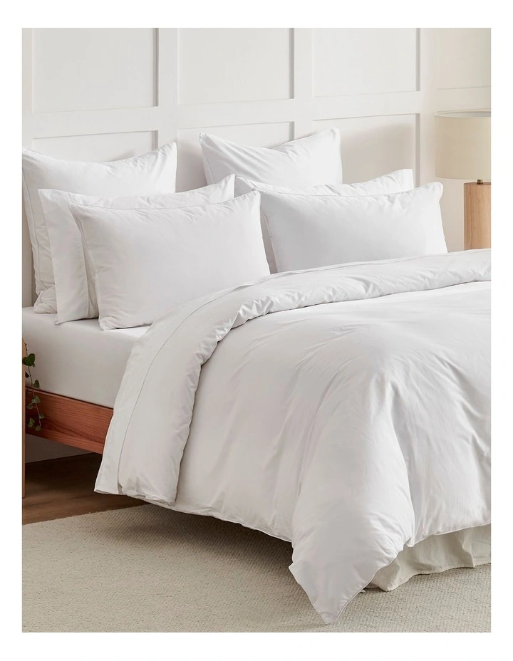 400TC Premium Cotton Sateen Piped Quilt Cover Set in White image 2