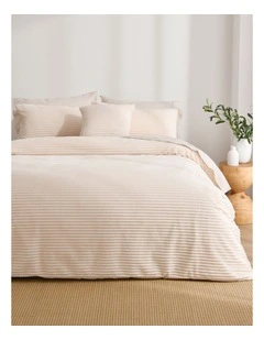 Embossed Teddy Fleece Quilt Cover Set in Vanilla