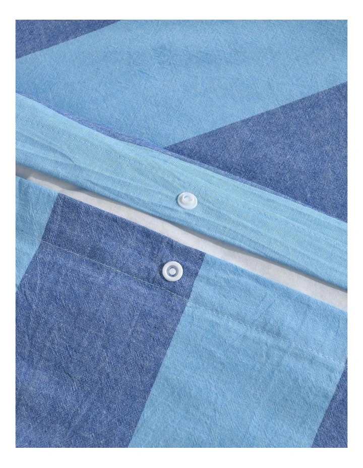 Bowie Washed Cotton Yarn Dyed Stripe Quilt Cover Set in Blue image 5