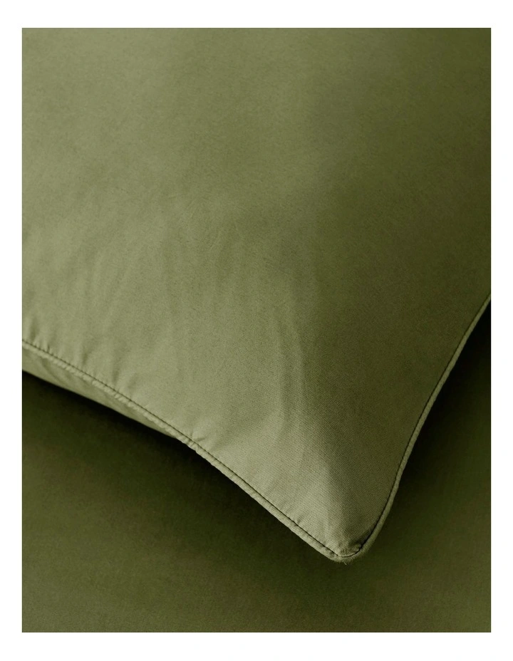 400TC Premium Cotton Sateen Pillowcase Twin Pack in Olive image 2