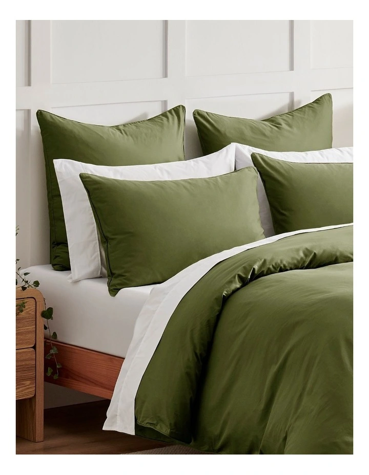 400TC Premium Cotton Sateen Pillowcase Twin Pack in Olive image 5