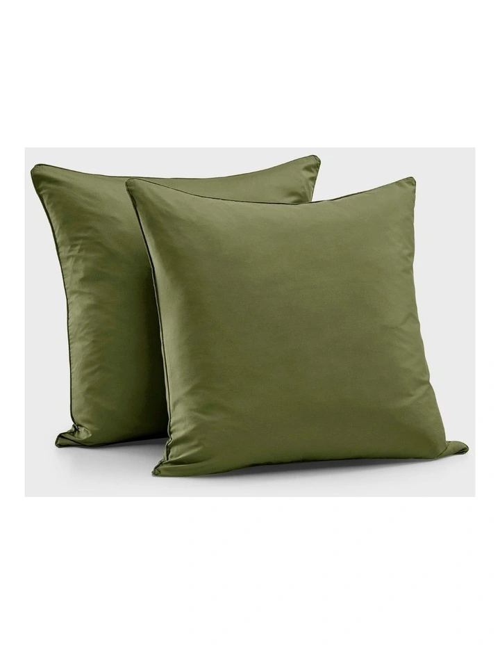 400TC Premium Cotton Sateen Pillowcase Twin Pack in Olive image 6