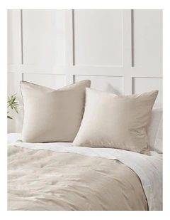 400TC Premium Cotton Sateen Piped European Pillowcase Twin Pack in Oatmeal