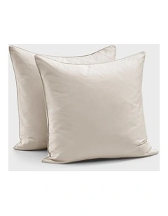 400TC Premium Cotton Sateen Piped European Pillowcase Twin Pack in Oatmeal
