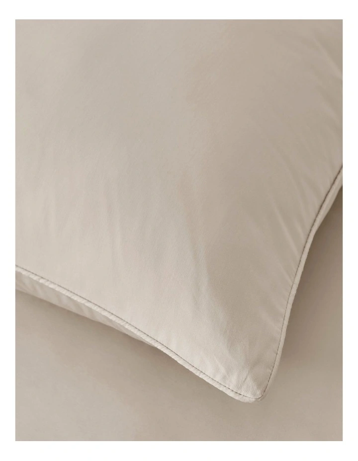 400TC Premium Cotton Sateen Piped European Pillowcase Twin Pack in Oatmeal image 2