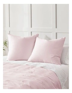 400TC Premium Cotton Sateen Piped European Pillowcase Twin Pack in Petal