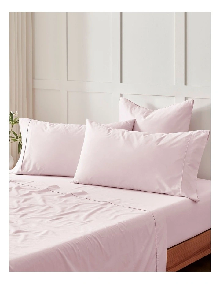 400TC Premium Cotton Sateen Piped European Pillowcase Twin Pack in Petal image 4