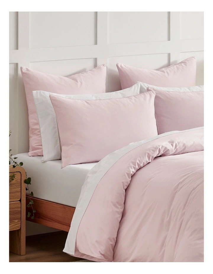 400TC Premium Cotton Sateen Piped European Pillowcase Twin Pack in Petal image 5