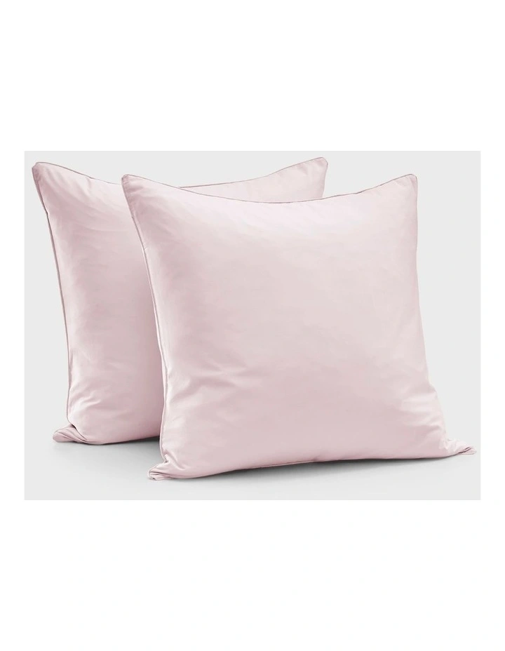 400TC Premium Cotton Sateen Piped European Pillowcase Twin Pack in Petal image 6